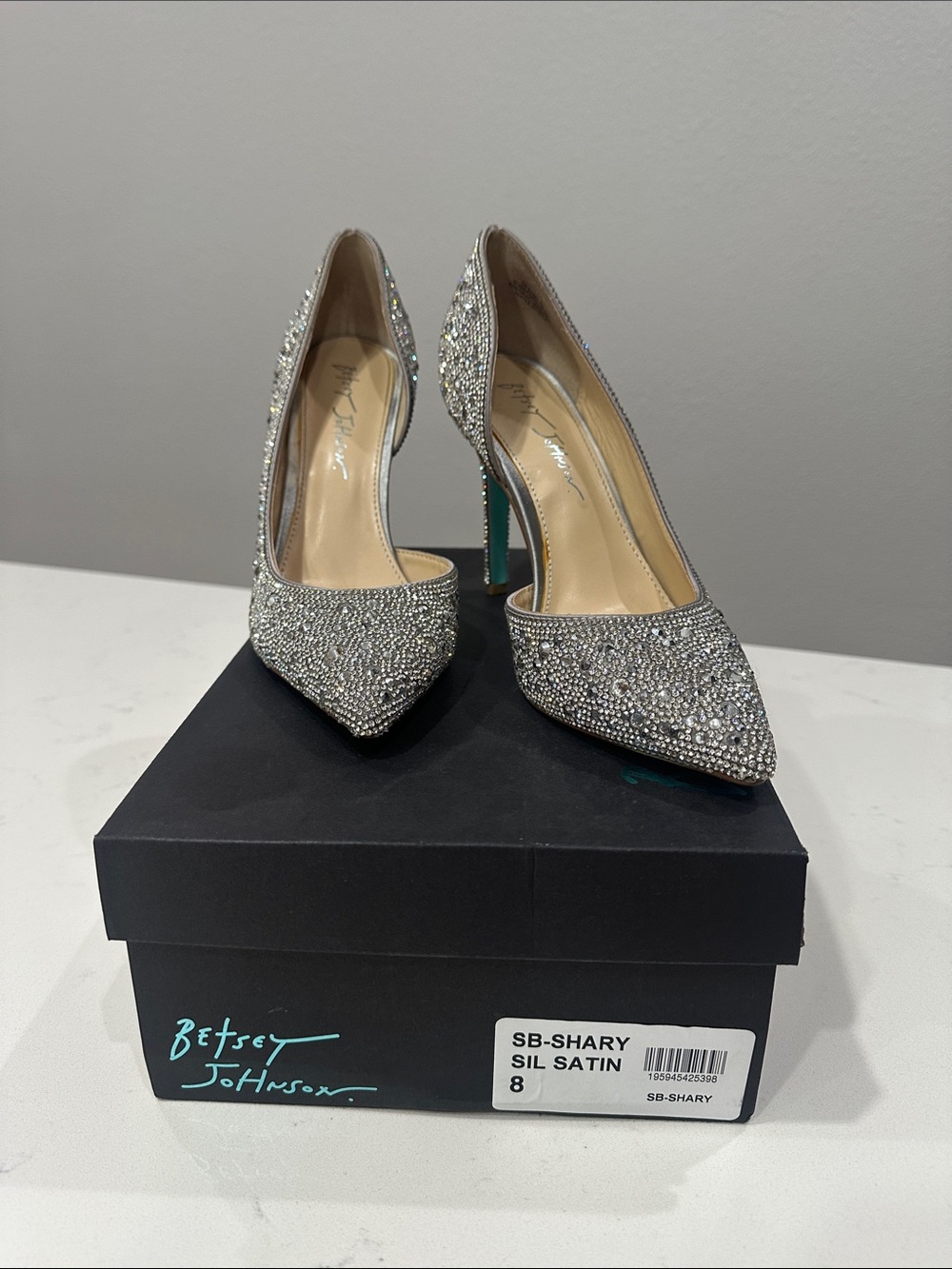 Betsey Johnson Silver Crystal-Embellished Pointed Pumps